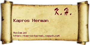 Kapros Herman névjegykártya